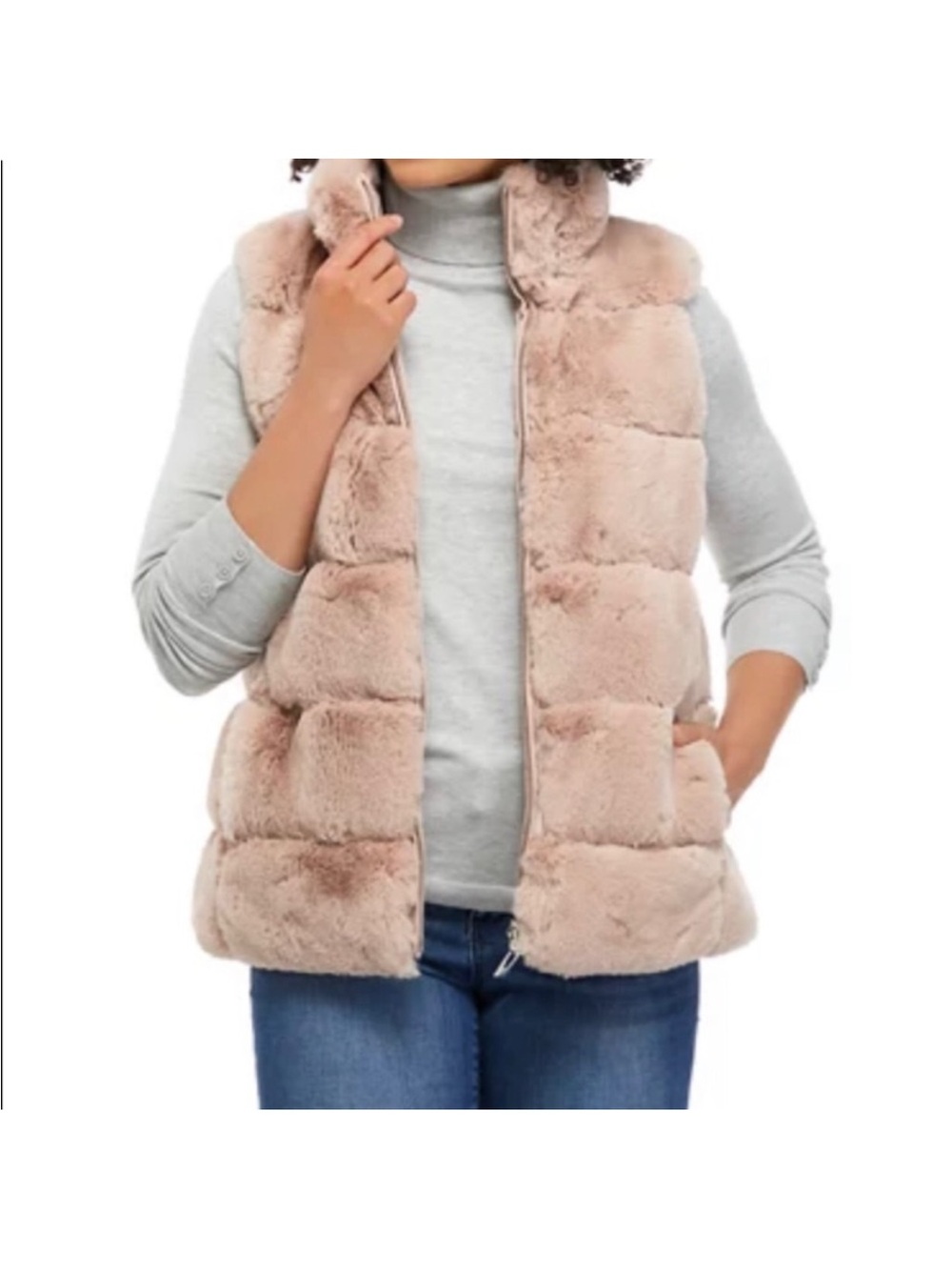 Via Spiga Blush Faux Fur Puffer Vest